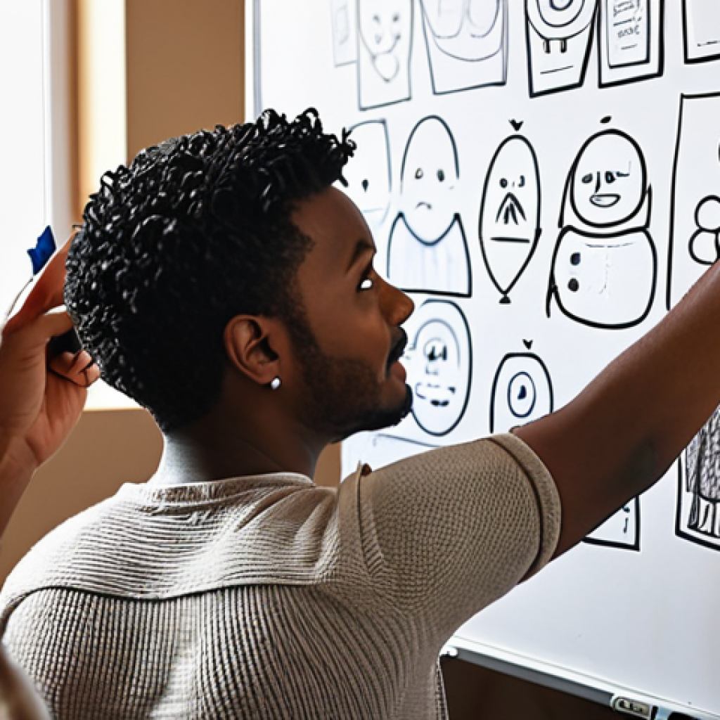 **

Diverse character design team brainstorming, led by a visionary leader pointing at a whiteboard filled with sketches and inspirational words. The atmosphere is collaborative and positive, with natural light and modern design tools visible. Focus on energy and creative synergy.

**
