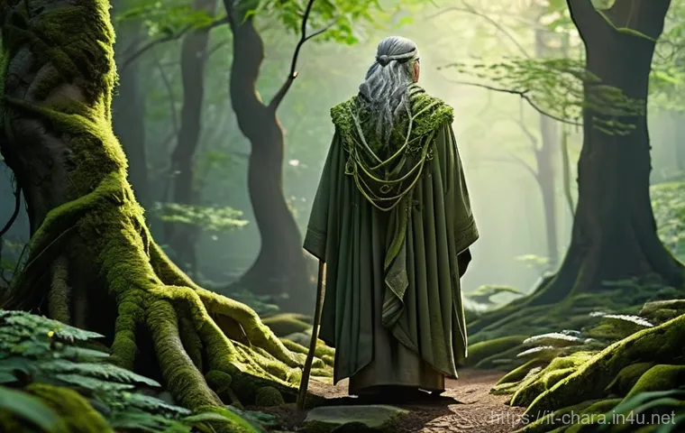 캐릭터디자인 직무에서의 협력과 갈등 해결 - **Prompt 1: The Elder Forest Keeper**
A wise, elderly human figure, gender-neutral, stands grace...