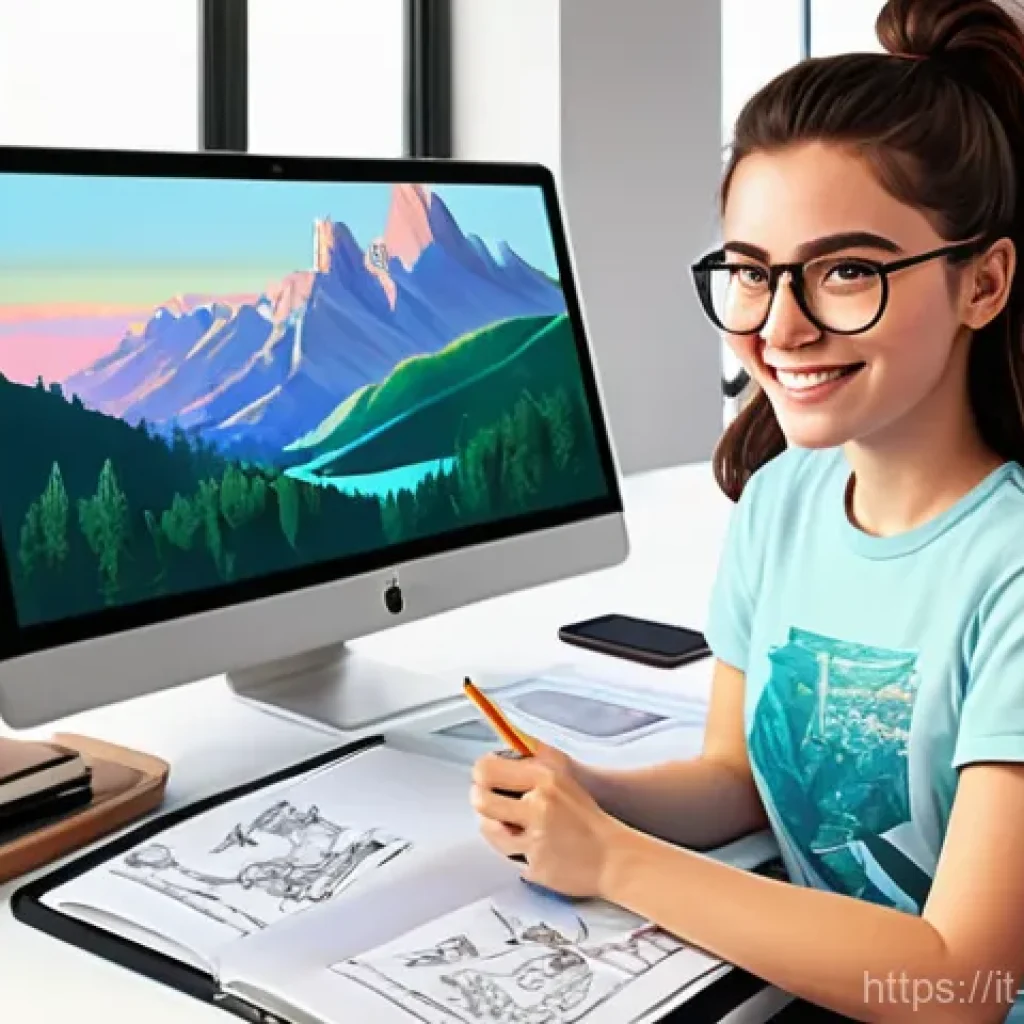 캐릭터디자인 실기 시험 대비 체크리스트 - **Prompt 1: Creative Character Designer at Work**
"A vibrant, eye-level digital illustration of ...