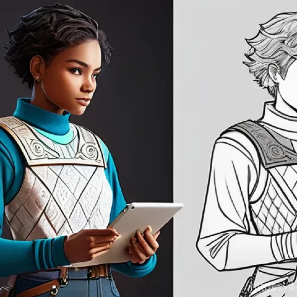 캐릭터디자인 자격증 필기와 실기 준비 팁 - **Prompt 1: 2D Character Design in Progress**
"A female character designer, late 20s, with short...