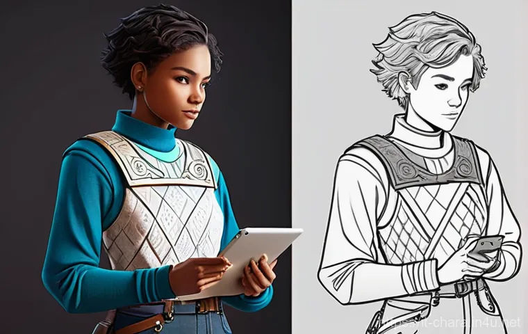 캐릭터디자인 자격증 필기와 실기 준비 팁 - **Prompt 1: 2D Character Design in Progress**
"A female character designer, late 20s, with short...