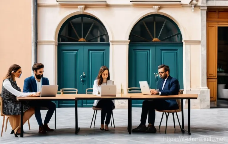캐릭터디자인 직무에서의 피드백 활용법 - **Prompt:** A dynamic, wide-angle shot capturing the essence of the "new normal" for smart working i...