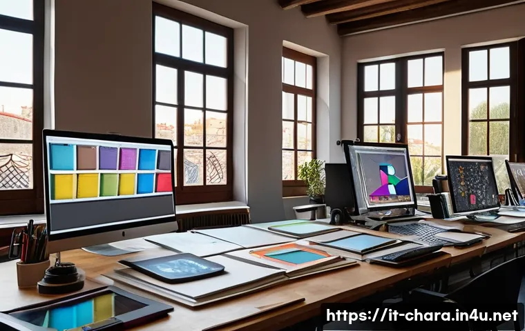 캐릭터디자인 자격증 취득 후 진로 선택 방법 - A modern character designer workspace inside an Italian animation studio, featuring a diverse creati...