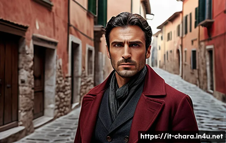캐릭터디자인 구체화 과정에서의 팁 - A complex Italian male character in his late 30s, wearing functional yet stylish clothing featuring ...