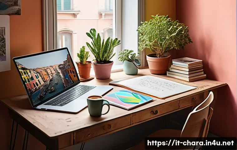 캐릭터디자이너로서 자신을 브랜딩하는 법 - A cozy artist’s workspace in a modern Italian apartment with warm natural light streaming through a ...