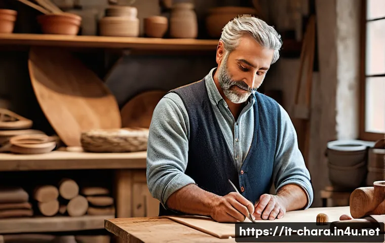 캐릭터디자인과 제품 디자인의 관계 - A highly detailed character design of a warm, approachable Italian artisan in traditional workwear, ...