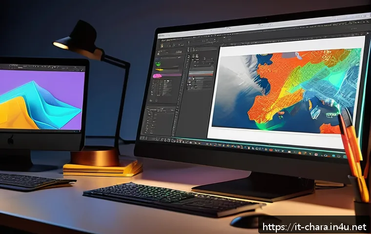 캐릭터디자인 포트폴리오 비디오 제작 방법 - A professional digital artist's workspace showcasing a character design video portfolio in progress ...